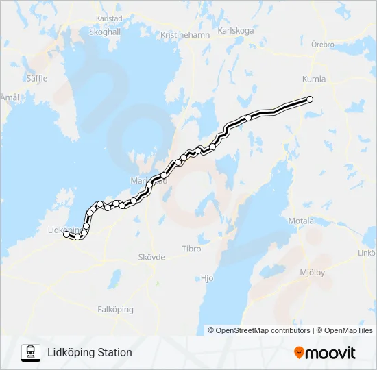 HALLSBERG STATION - HERRLJUNGA STATION  Line Map