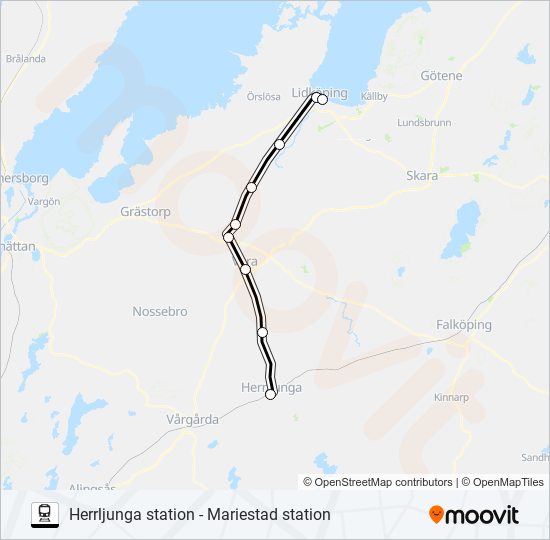 HERRLJUNGA STATION - MARIESTAD STATION train Line Map