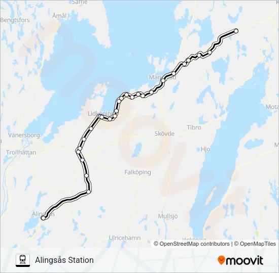 LAXÅ STATION - GÖTEBORG CENTRALSTATION  Line Map