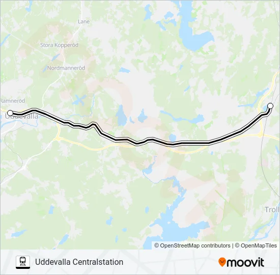 VARBERG STATION - BORÅS CENTRALSTATION  Line Map