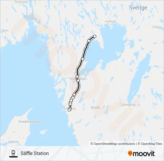GÖTEBORG CENTRALSTATION - SÄFFLE STATION  Line Map
