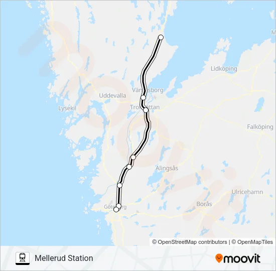 GÖTEBORG CENTRALSTATION - SÄFFLE STATION  Line Map