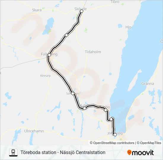 TÖREBODA STATION - NÄSSJÖ CENTRALSTATION  Line Map