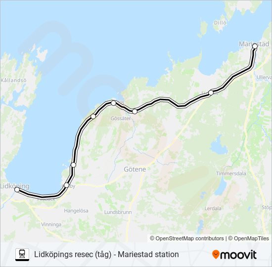 LIDKÖPINGS RESEC (TÅG) - MARIESTAD STATION train Line Map