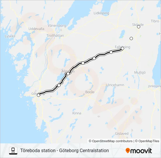 TÖREBODA STATION - GÖTEBORG CENTRALSTATION  Line Map