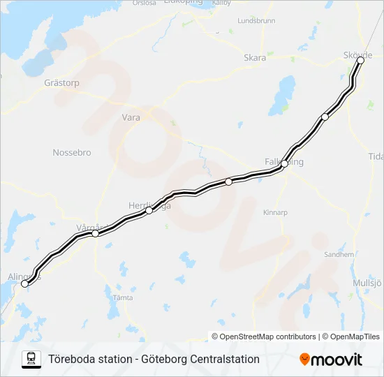 TÖREBODA STATION - GÖTEBORG CENTRALSTATION  Line Map