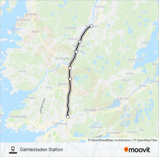 ÄLVÄNGEN STATION - GÖTEBORG CENTRALSTATION  Line Map