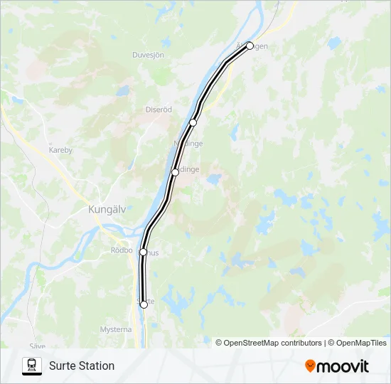 ÄLVÄNGEN STATION - GÖTEBORG CENTRALSTATION  Line Map