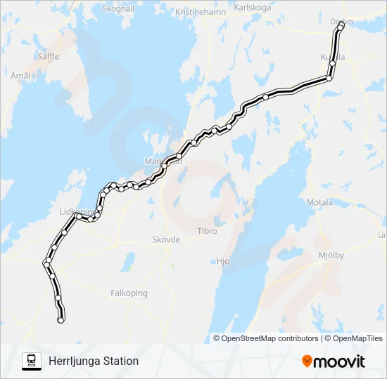 ÖREBRO CENTRALSTATION - HERRLJUNGA STATION  Line Map