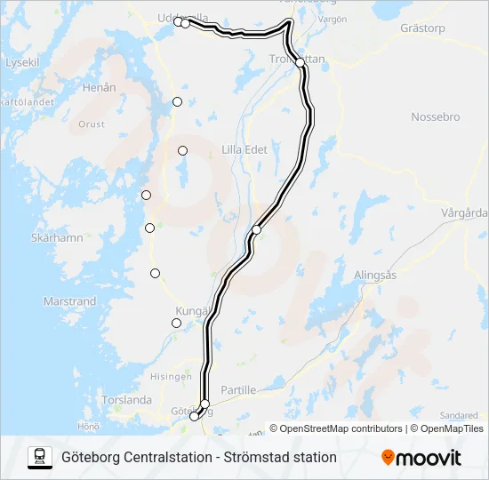 GÖTEBORG CENTRALSTATION - STRÖMSTAD STATION  Line Map