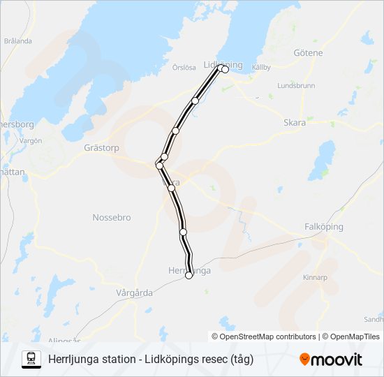 HERRLJUNGA STATION - LIDKÖPINGS RESEC (TÅG)  Linje karta