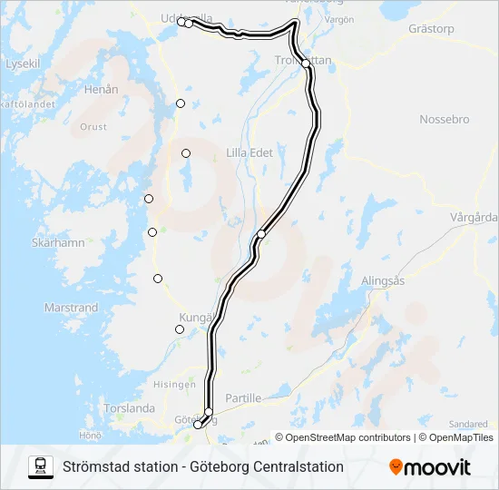STRÖMSTAD STATION - GÖTEBORG CENTRALSTATION  Line Map