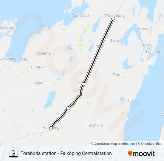 TÖREBODA STATION - FALKÖPING CENTRALSTATION  Linje karta