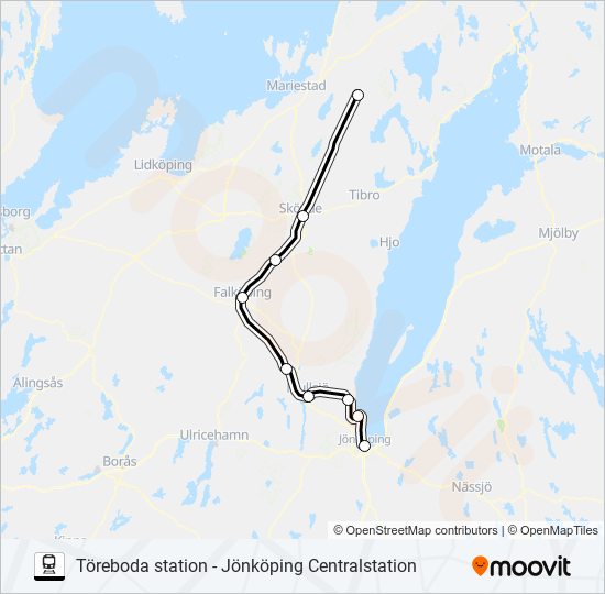 TÖREBODA STATION - JÖNKÖPING CENTRALSTATION train Line Map