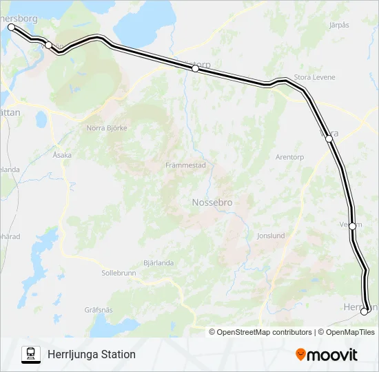 VÄNERSBORG CENTRALSTATION - VARBERG STATION  Line Map