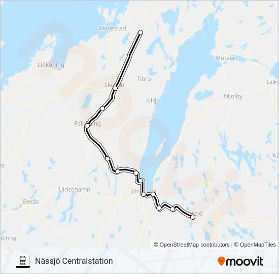 ÖREBRO CENTRALSTATION - NÄSSJÖ CENTRALSTATION  Line Map
