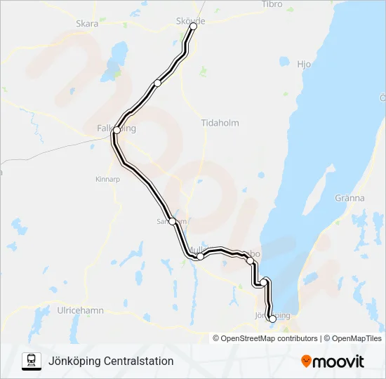 ÖREBRO CENTRALSTATION - NÄSSJÖ CENTRALSTATION  Line Map