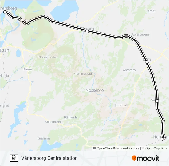 HERRLJUNGA STATION - VÄNERSBORG CENTRALSTATION  Line Map