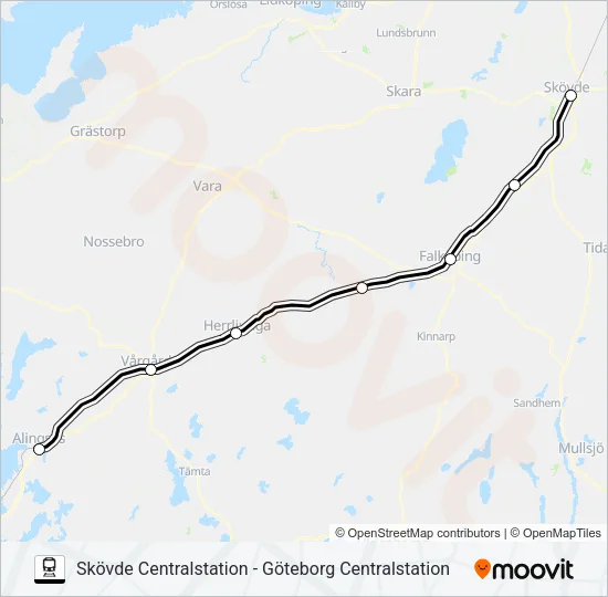 SKÖVDE CENTRALSTATION - GÖTEBORG CENTRALSTATION  Line Map