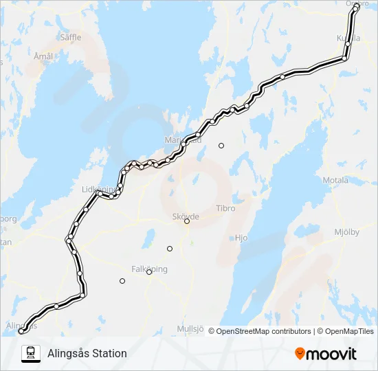 ÖREBRO CENTRALSTATION - GÖTEBORG CENTRALSTATION  Line Map