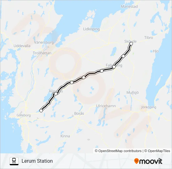 ÖREBRO CENTRALSTATION - GÖTEBORG CENTRALSTATION  Line Map