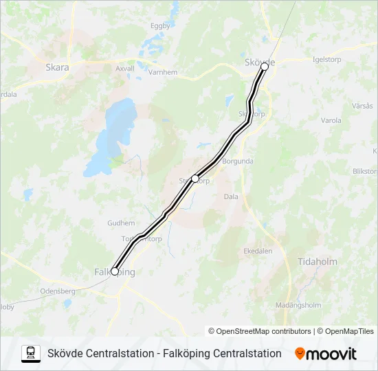 SKÖVDE CENTRALSTATION - FALKÖPING CENTRALSTATION  Line Map