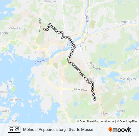 25 Route: Schedules, Stops & Maps - Mölndal Peppareds Torg (updated)