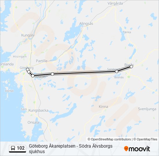 102 Route: Schedules, Stops & Maps - Göteborg Åkareplatsen (Updated)