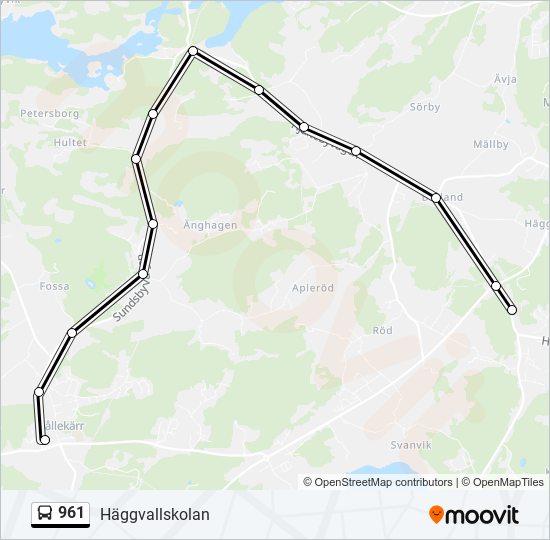 961 Route: Schedules, Stops & Maps - Häggvallskolan (Updated)