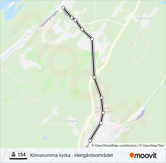 154 spårvagn Linje karta