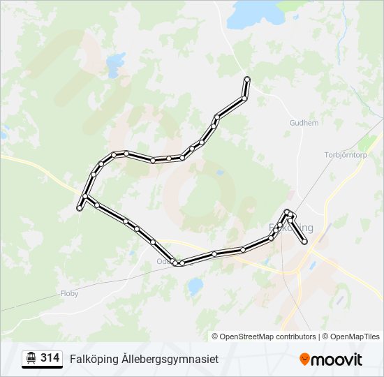 314 spårvagn Linje karta