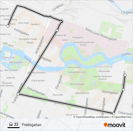 22 bus Line Map