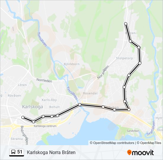 51 bus Line Map