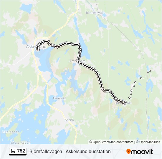 752 bus Line Map