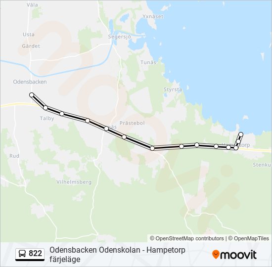 822 bus Line Map