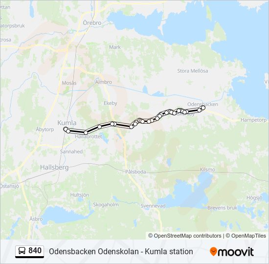 840 bus Line Map