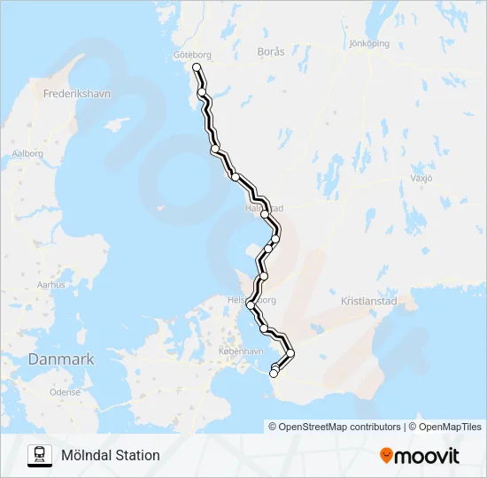 MALMÖ HYLLIE STATION - GÖTEBORG CENTRALSTATION Train Line Map