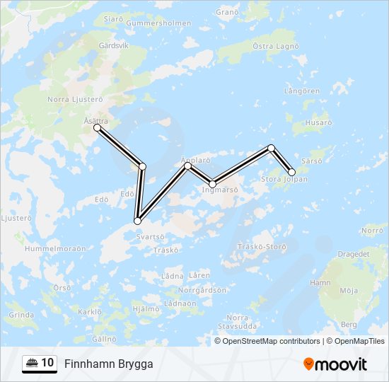 10 färja Linje karta