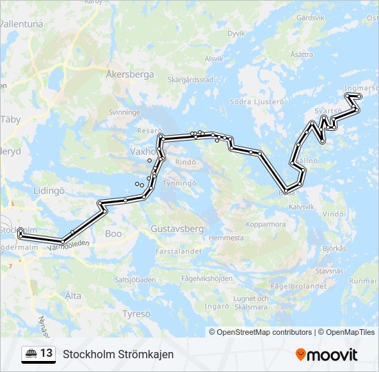 13 färja Linje karta