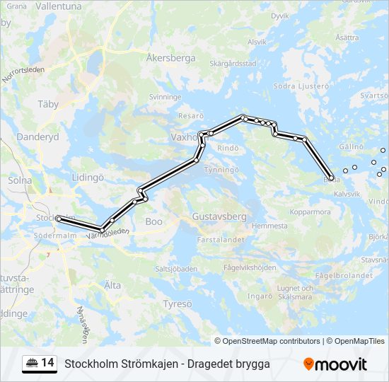 14 färja Linje karta