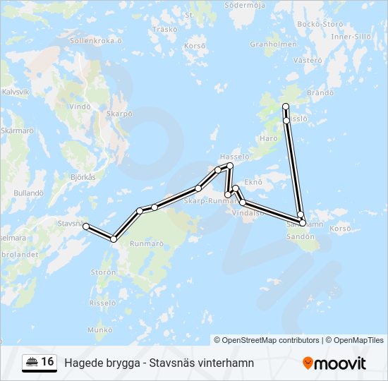 16 färja Linje karta