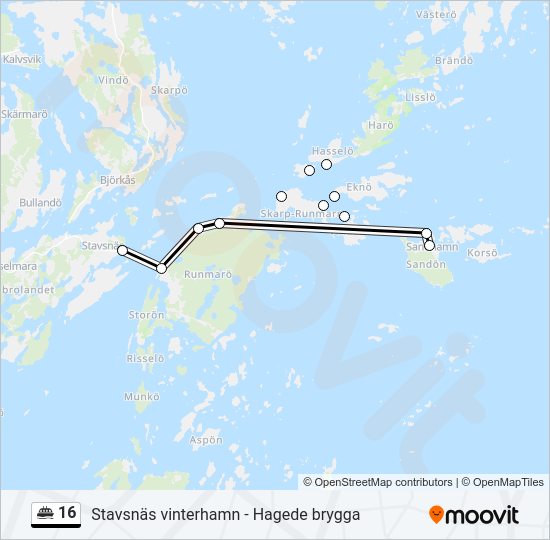 16 färja Linje karta