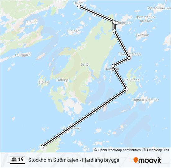 19 färja Linje karta