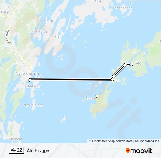22 färja Linje karta