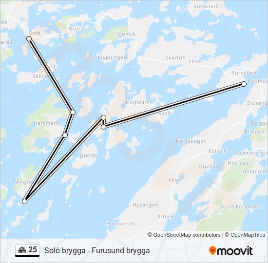 25 färja Linje karta