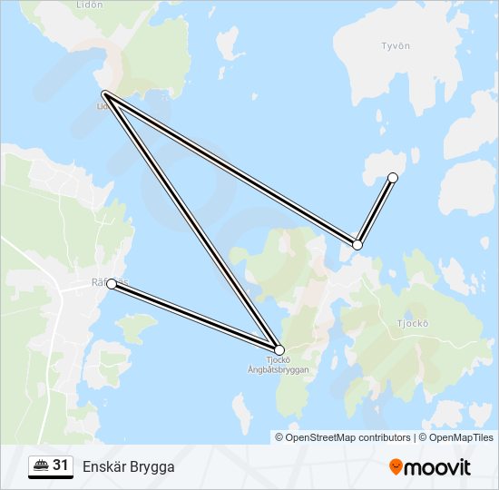 31 färja Linje karta