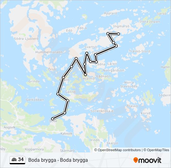 34 färja Linje karta