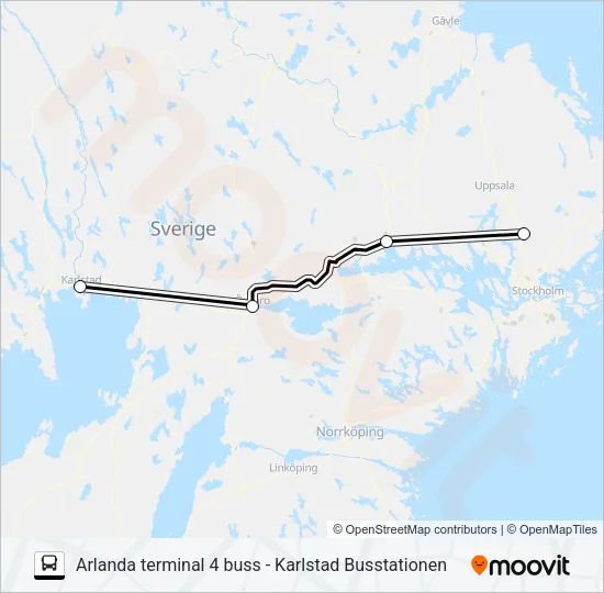 ARLANDA TERMINAL 4 BUSS - KARLSTAD BUSSTATIONEN Bus Line Map
