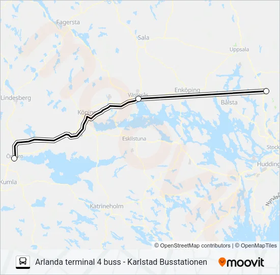 ARLANDA TERMINAL 4 BUSS - KARLSTAD BUSSTATIONEN Bus Line Map