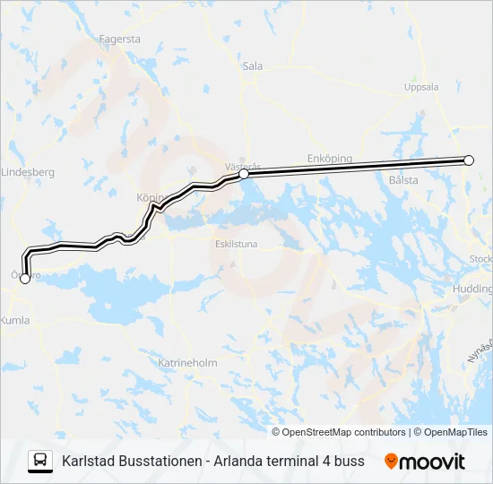 KARLSTAD BUSSTATIONEN - ARLANDA TERMINAL 4 BUSS Bus Line Map